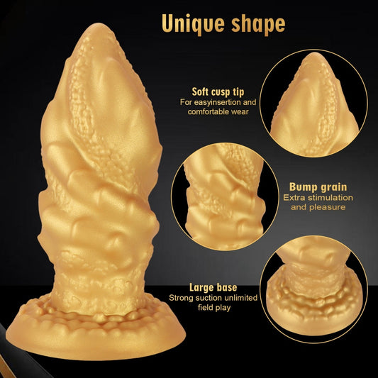 Goldener Silikon-Fantasie-Faustdildo – Analperlen-Expansions- und Orgasmusmassage-Sexspielzeug für Frauen