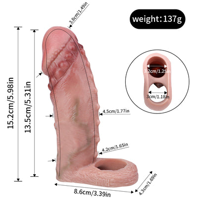 Realistic Penis Sleeve Spiked Condom - Fantasy Lifelike Cocksleeve Sex Toys for Men Extender