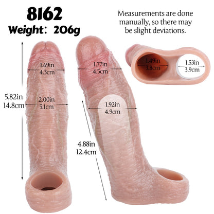 Manchon d'extension de pénis réaliste de 14,78 cm – Prolongez votre intimité avec le jouet sexuel masculin portable