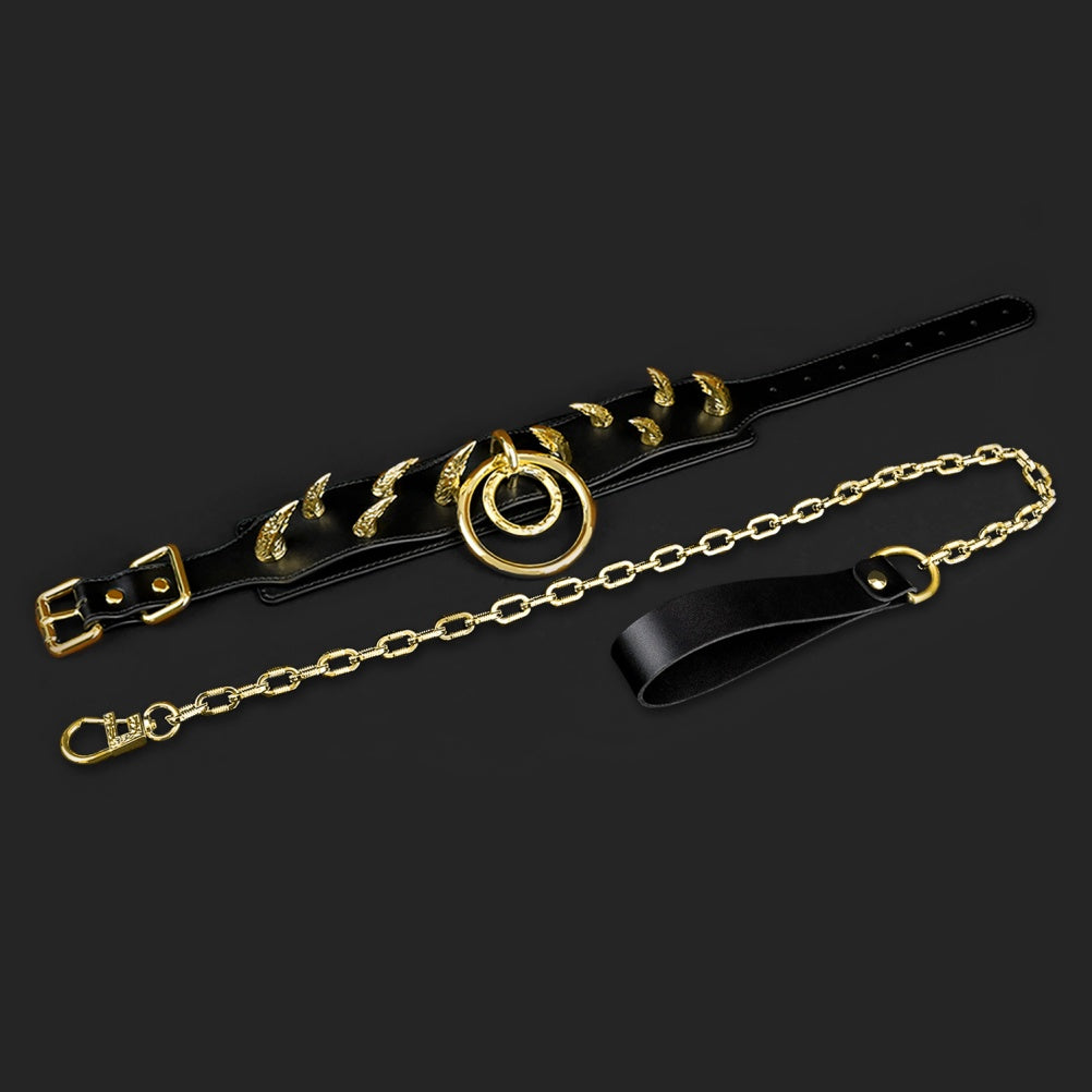 Collier BDSM en cuir à picots pour entraînement maître-esclave – Kinky Sex Toys