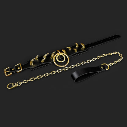 Collier BDSM en cuir à picots pour entraînement maître-esclave – Kinky Sex Toys