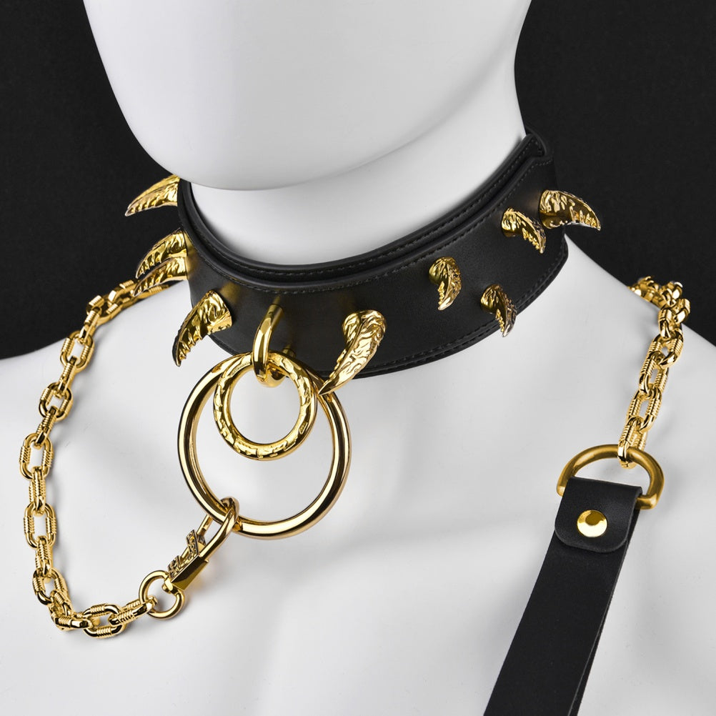 Collier BDSM en cuir à picots pour entraînement maître-esclave – Kinky Sex Toys