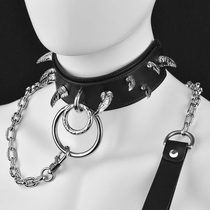 Collier BDSM en cuir à picots pour entraînement maître-esclave – Kinky Sex Toys
