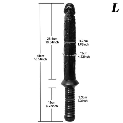 Fantasievoller, handlicher, langer Dildo – Realistischer Analdildo aus schwarzem Silikon für tiefe Erkundung