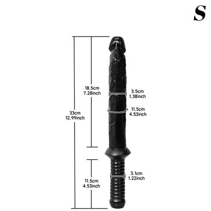 Fantasievoller, handlicher, langer Dildo – Realistischer Analdildo aus schwarzem Silikon für tiefe Erkundung