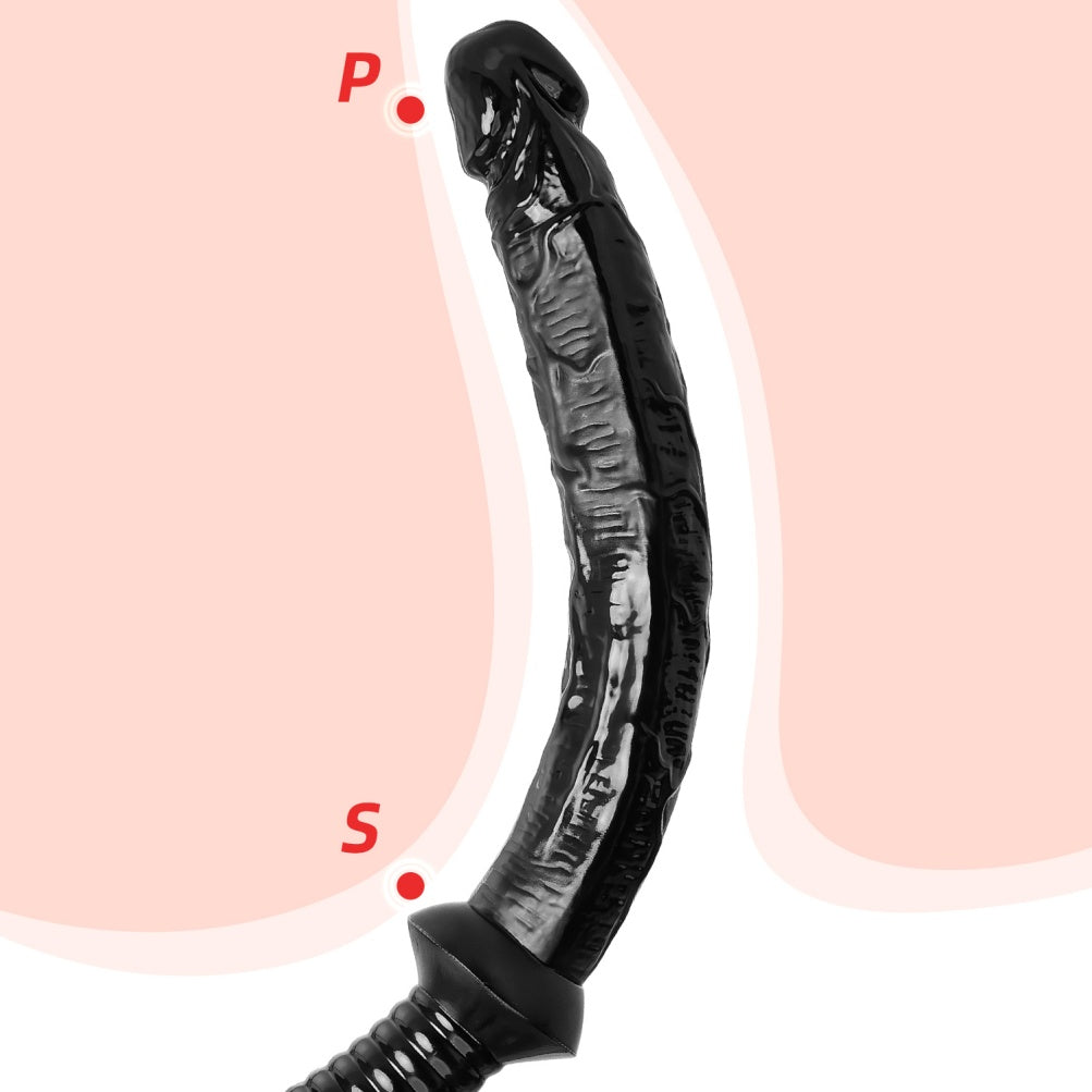 Fantasievoller, handlicher, langer Dildo – Realistischer Analdildo aus schwarzem Silikon für tiefe Erkundung