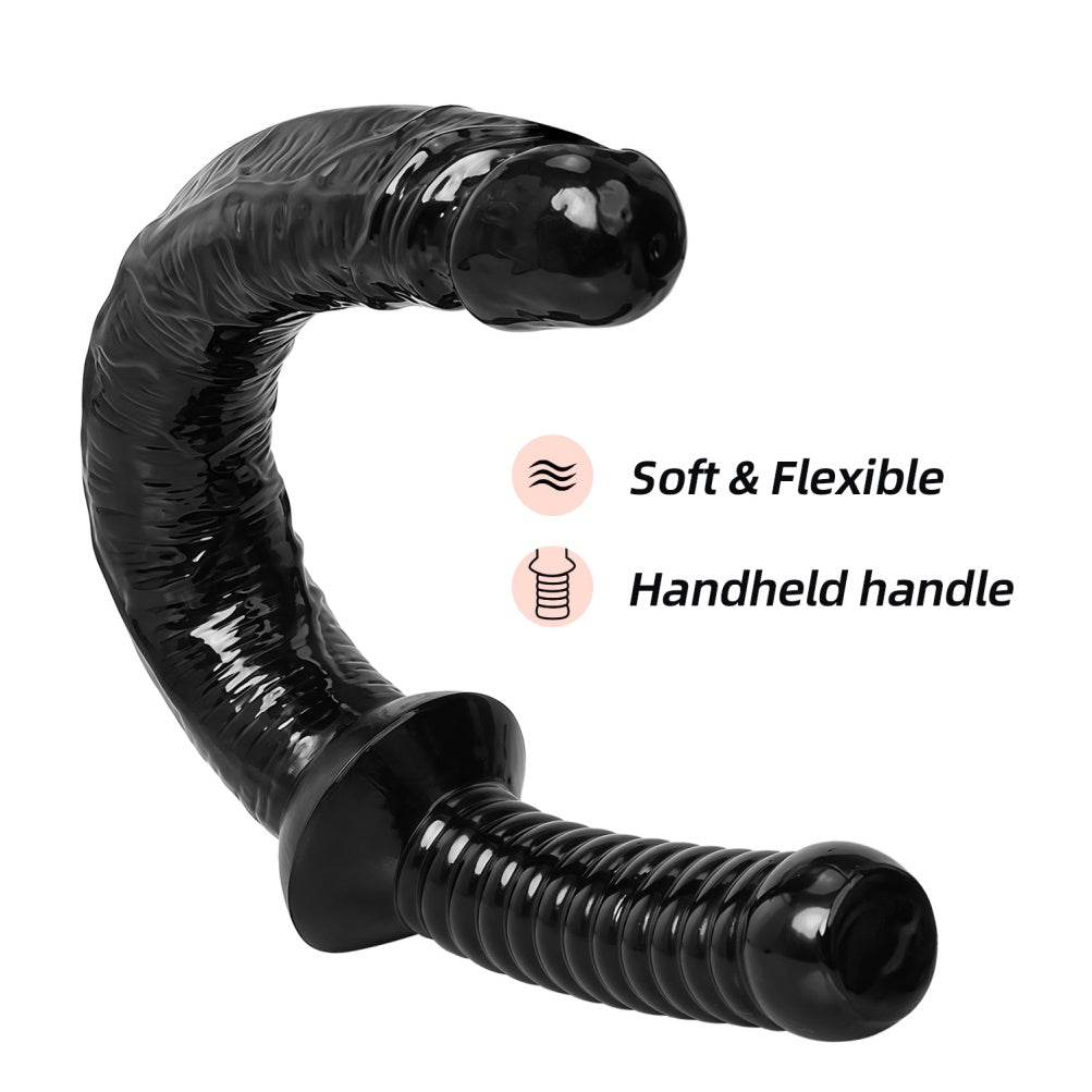 Fantasievoller, handlicher, langer Dildo – Realistischer Analdildo aus schwarzem Silikon für tiefe Erkundung