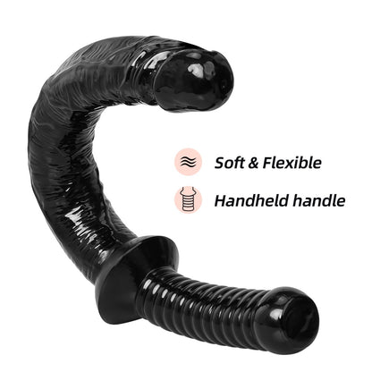 Fantasievoller, handlicher, langer Dildo – Realistischer Analdildo aus schwarzem Silikon für tiefe Erkundung