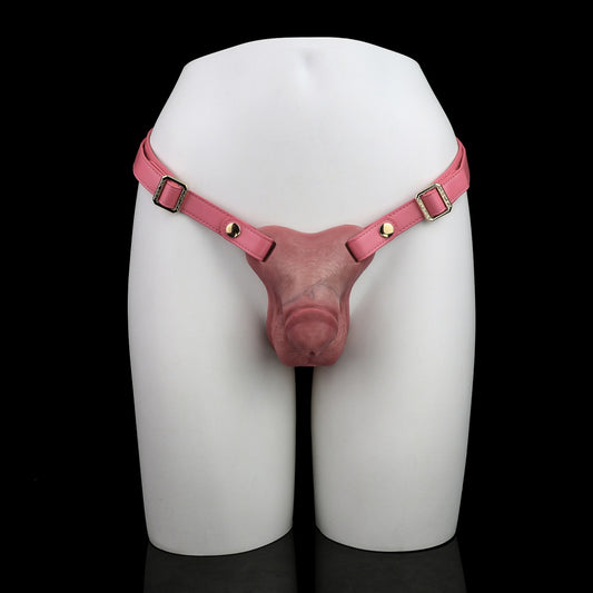 Realistic Fleshy Silicone Male Chastity Cage - Wearable Strap On Penis Restraint & Disguise Pants