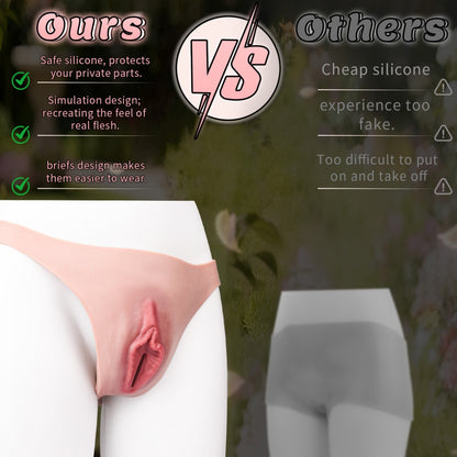 Flesh-Like Silicone Artificial Vagina Pants-Wearable Sex Toys for Crossdressers, Femboys, and Couples