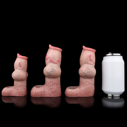 Fantasy Dog Knot Silicone Cock Sleeve – Fleshy Penis Extender with Testicle Lock Ring & Delay Function