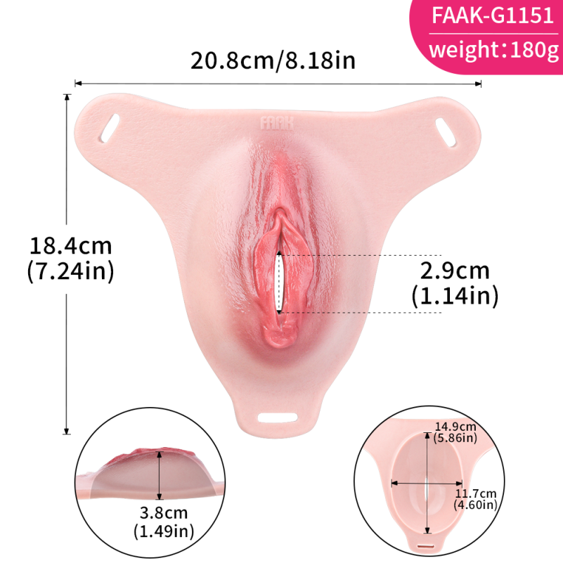 Pink Silicone Strap-On Fantasy Realistic Fake Vagina – BDSM Exclusive Wearable Pants for Male Homosexual Play