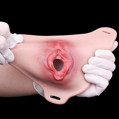 Pink Silicone Strap-On Fantasy Realistic Fake Vagina – BDSM Exclusive Wearable Pants for Male Homosexual Play