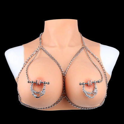 Strap-On-Nippelklammern aus Metall – Breeding Kink Bettie Bondage Porn BDSM Sexspielzeug für Frauen 