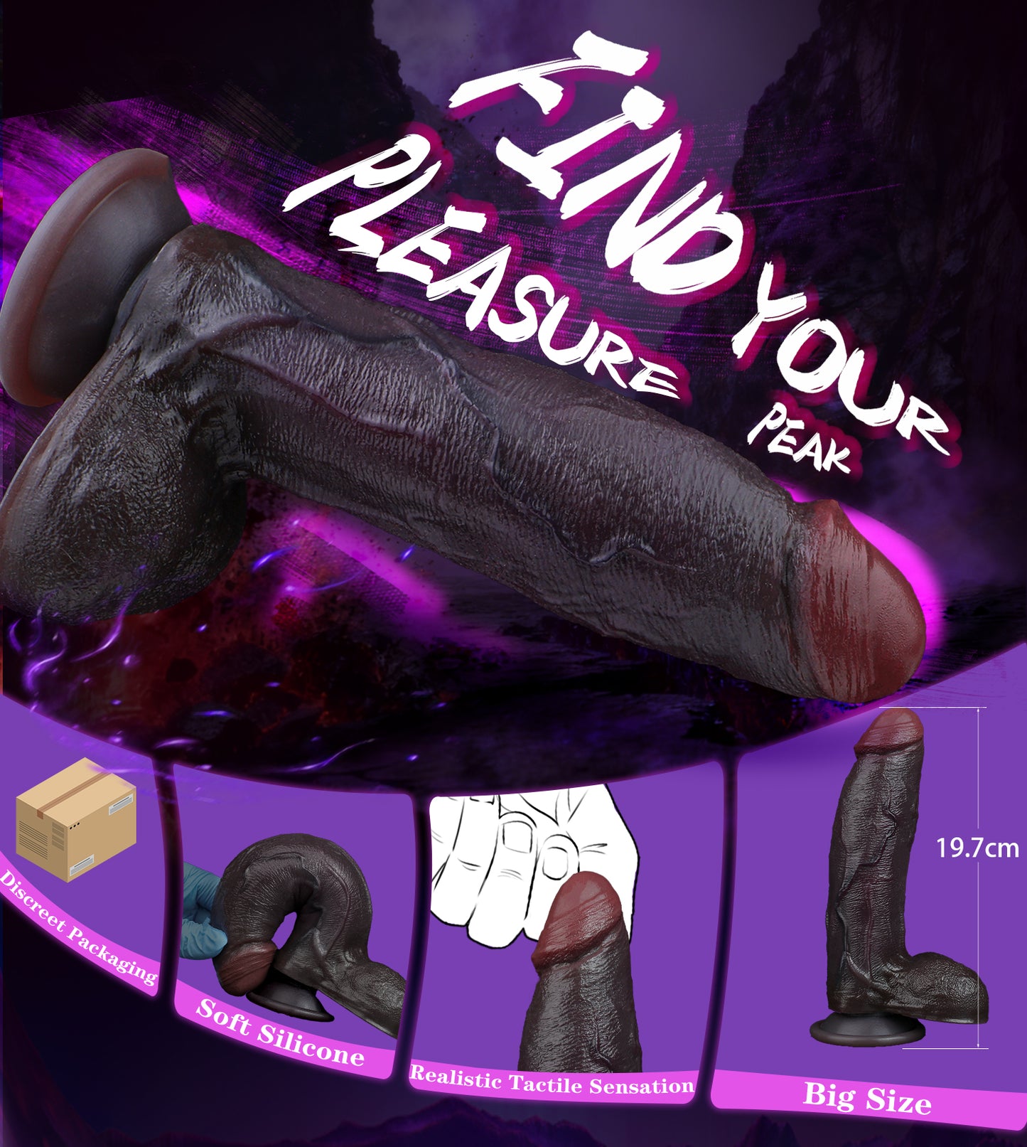Realistic Black Silicone Suction Cup Consolador-Dual-Density Dildo for Deep Vaginal Orgasmic Massage