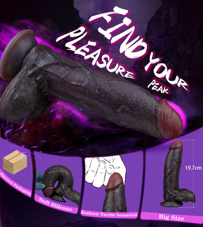 Realistic Black Silicone Suction Cup Consolador-Dual-Density Dildo for Deep Vaginal Orgasmic Massage