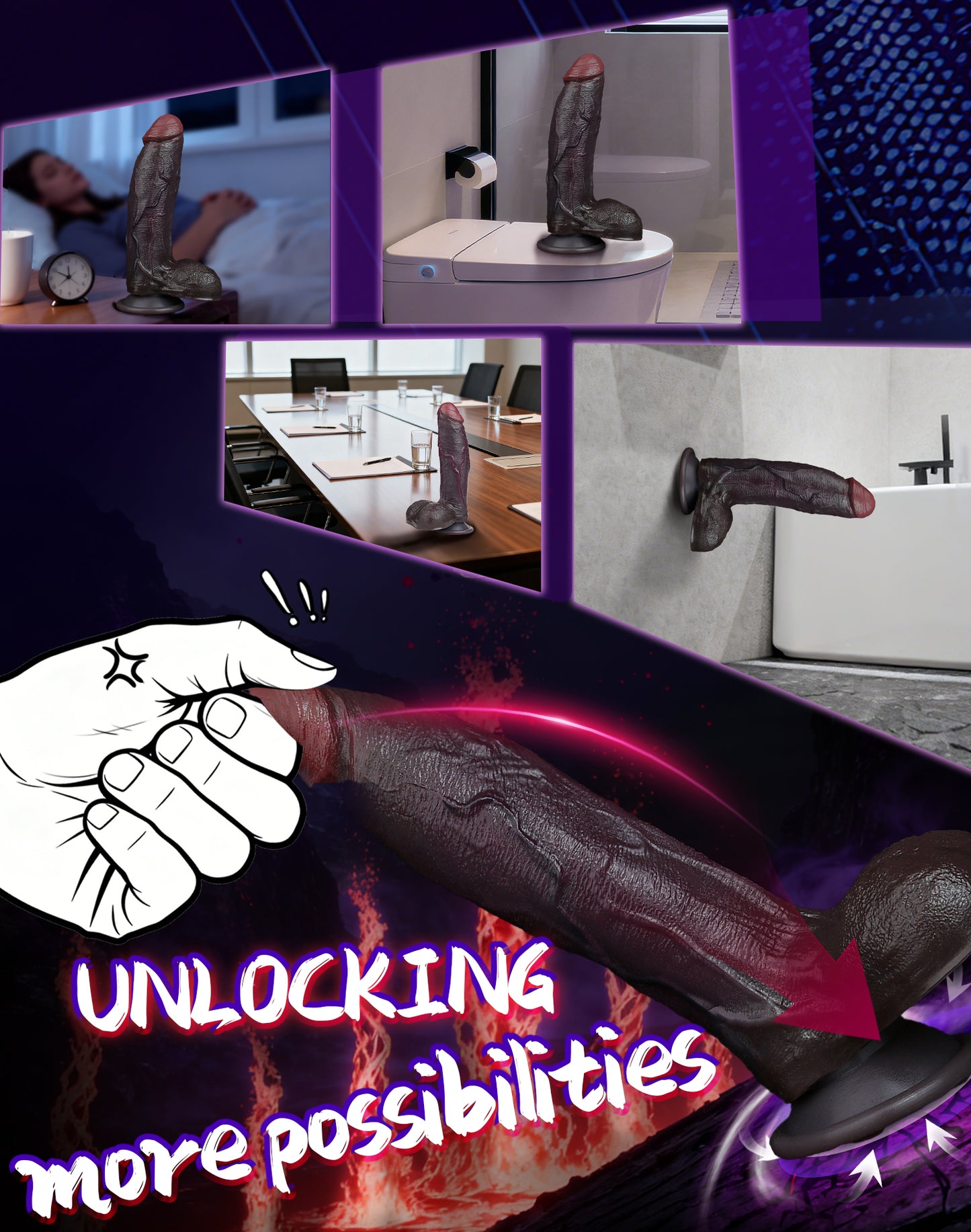 Realistic Black Silicone Suction Cup Consolador-Dual-Density Dildo for Deep Vaginal Orgasmic Massage