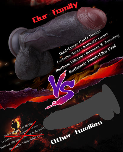 Realistic Black Silicone Suction Cup Consolador-Dual-Density Dildo for Deep Vaginal Orgasmic Massage