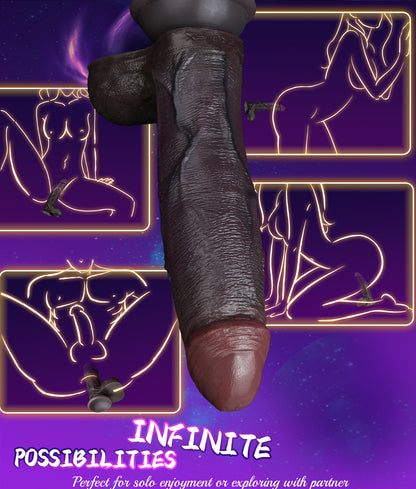 Realistic Black Silicone Suction Cup Consolador-Dual-Density Dildo for Deep Vaginal Orgasmic Massage