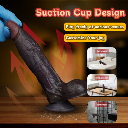 Realistic Black Silicone Suction Cup Consolador-Dual-Density Dildo for Deep Vaginal Orgasmic Massage