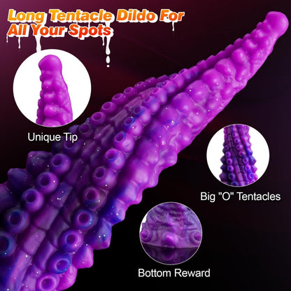 Domlust Tentacle Dildo – Premium Platinum Silicone | Curved G-Spot & Prostate | Sucker Texture | Suction Cup