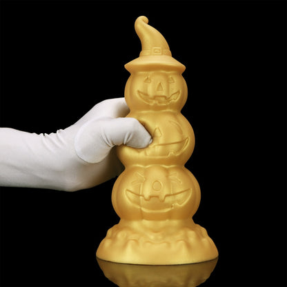 Golden Silicone Fantasy Pumpkin Anal Beads Dildo - Gradual Expansion & Orgasmic Massage for Release