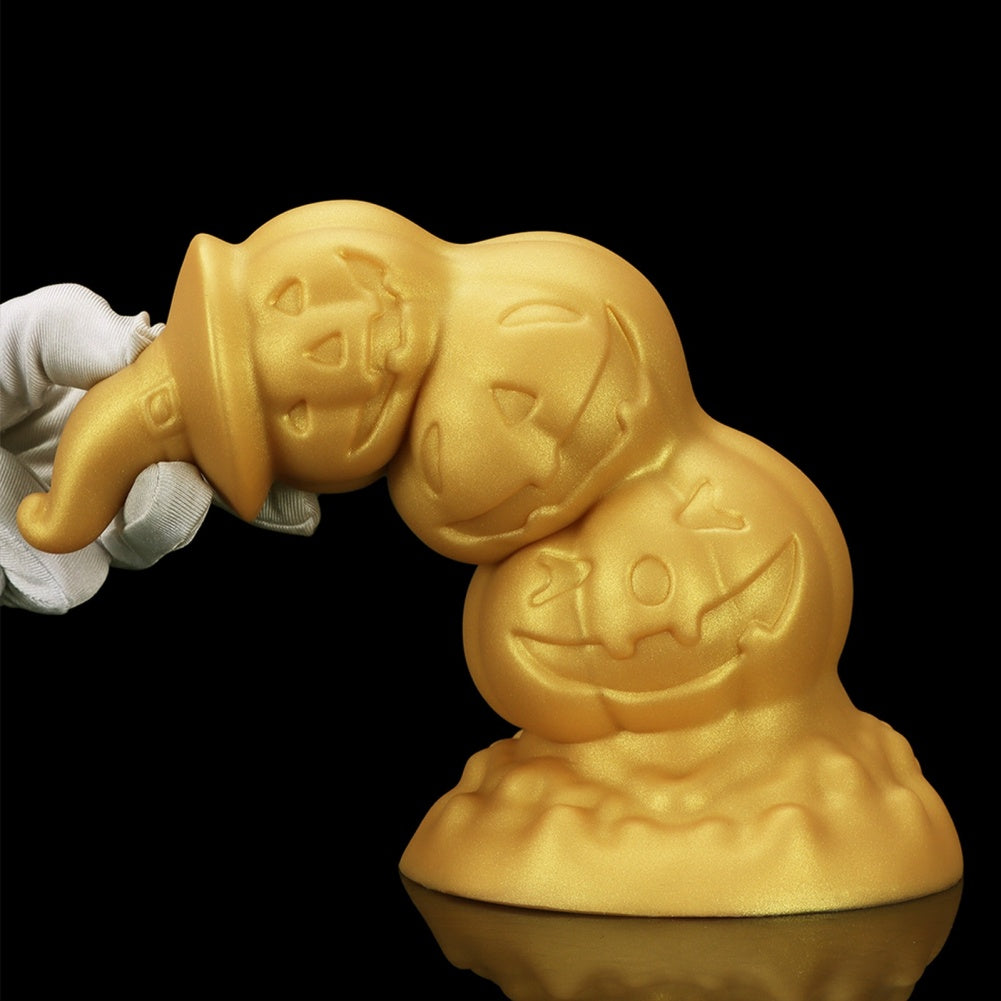 Golden Silicone Fantasy Pumpkin Anal Beads Dildo - Gradual Expansion & Orgasmic Massage for Release