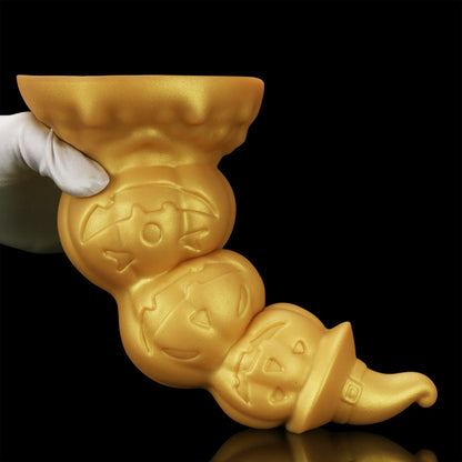 Golden Silicone Fantasy Pumpkin Anal Beads Dildo - Gradual Expansion & Orgasmic Massage for Release