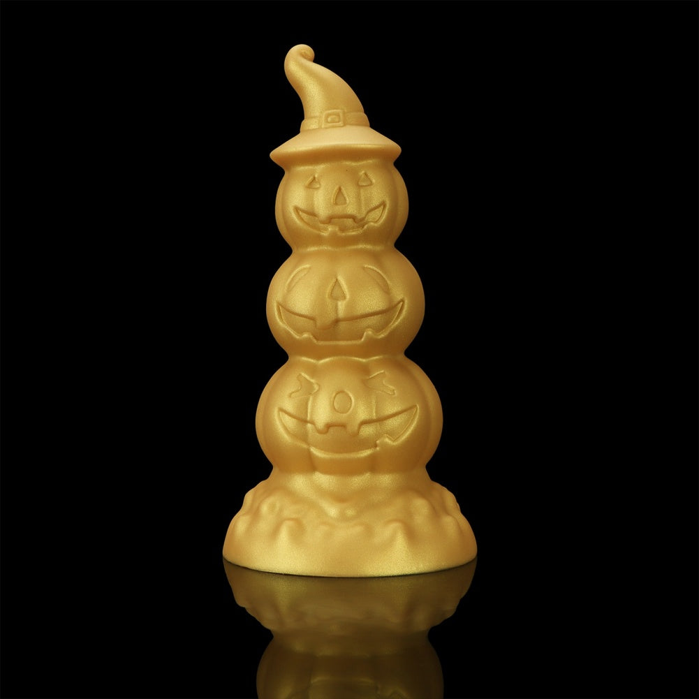 Golden Silicone Fantasy Pumpkin Anal Beads Dildo - Gradual Expansion & Orgasmic Massage for Release