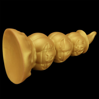 Golden Silicone Fantasy Pumpkin Anal Beads Dildo - Gradual Expansion & Orgasmic Massage for Release