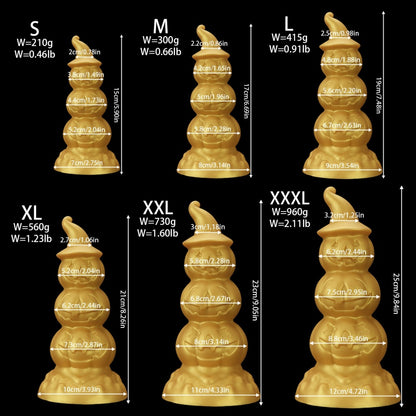 Golden Silicone Fantasy Pumpkin Anal Beads Dildo - Gradual Expansion & Orgasmic Massage for Release