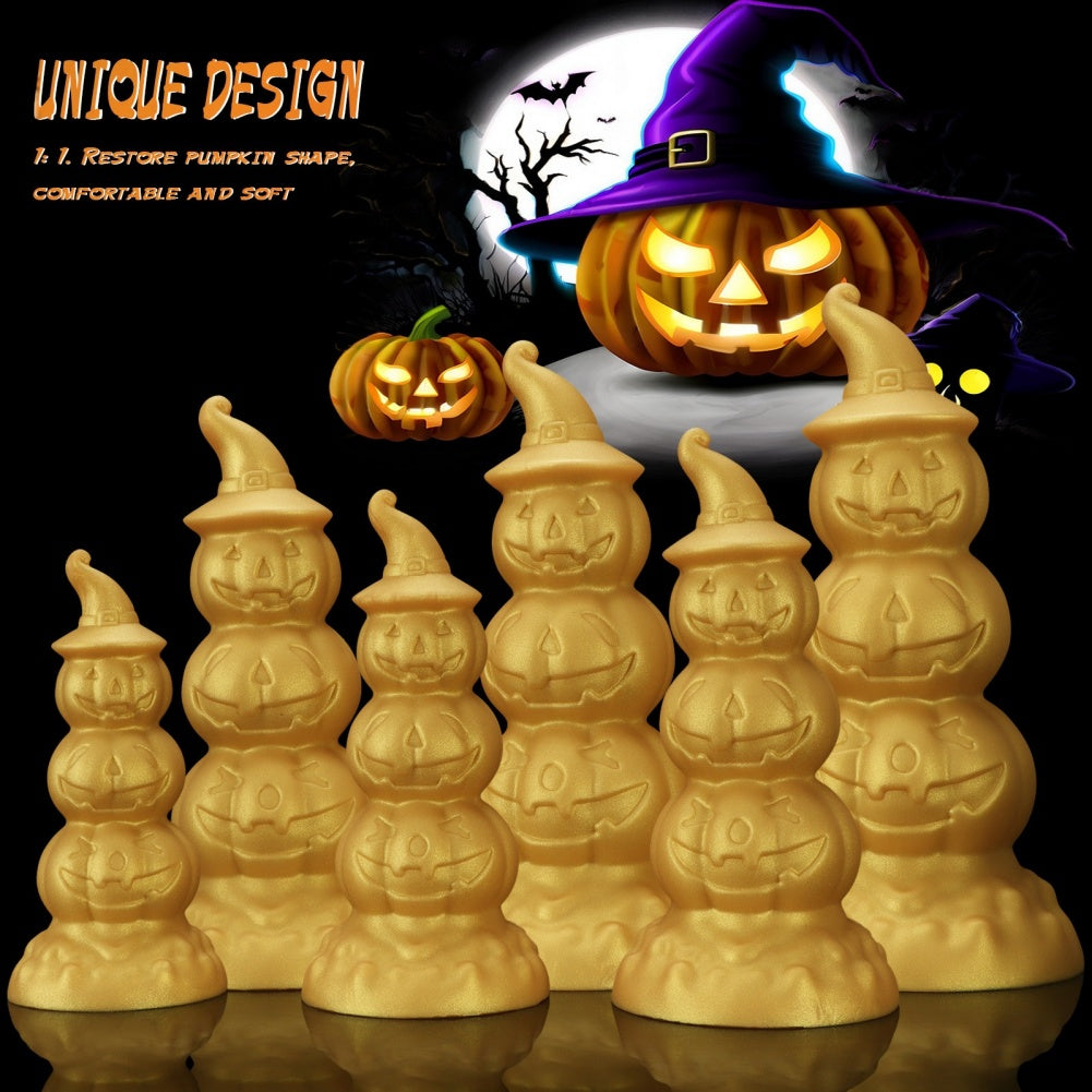 Golden Silicone Fantasy Pumpkin Anal Beads Dildo - Gradual Expansion & Orgasmic Massage for Release
