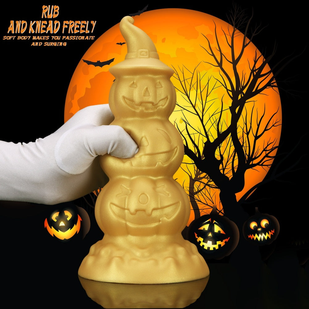 Golden Silicone Fantasy Pumpkin Anal Beads Dildo - Gradual Expansion & Orgasmic Massage for Release
