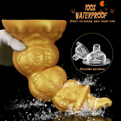 Golden Silicone Fantasy Pumpkin Anal Beads Dildo - Gradual Expansion & Orgasmic Massage for Release