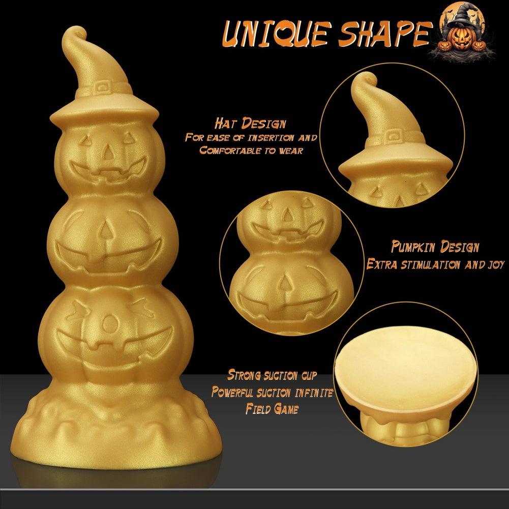 Golden Silicone Fantasy Pumpkin Anal Beads Dildo - Gradual Expansion & Orgasmic Massage for Release
