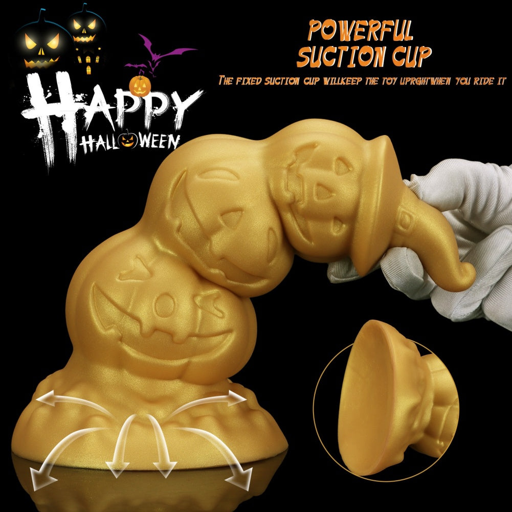 Golden Silicone Fantasy Pumpkin Anal Beads Dildo - Gradual Expansion & Orgasmic Massage for Release