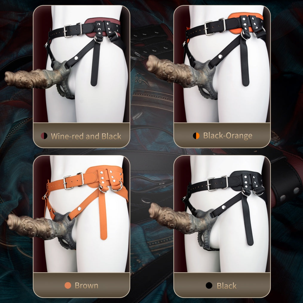 Alien Tentacle Silicone Penis Extender & Masturbation Sleeve-Leather Strap-On Sex Toys for Men & Women