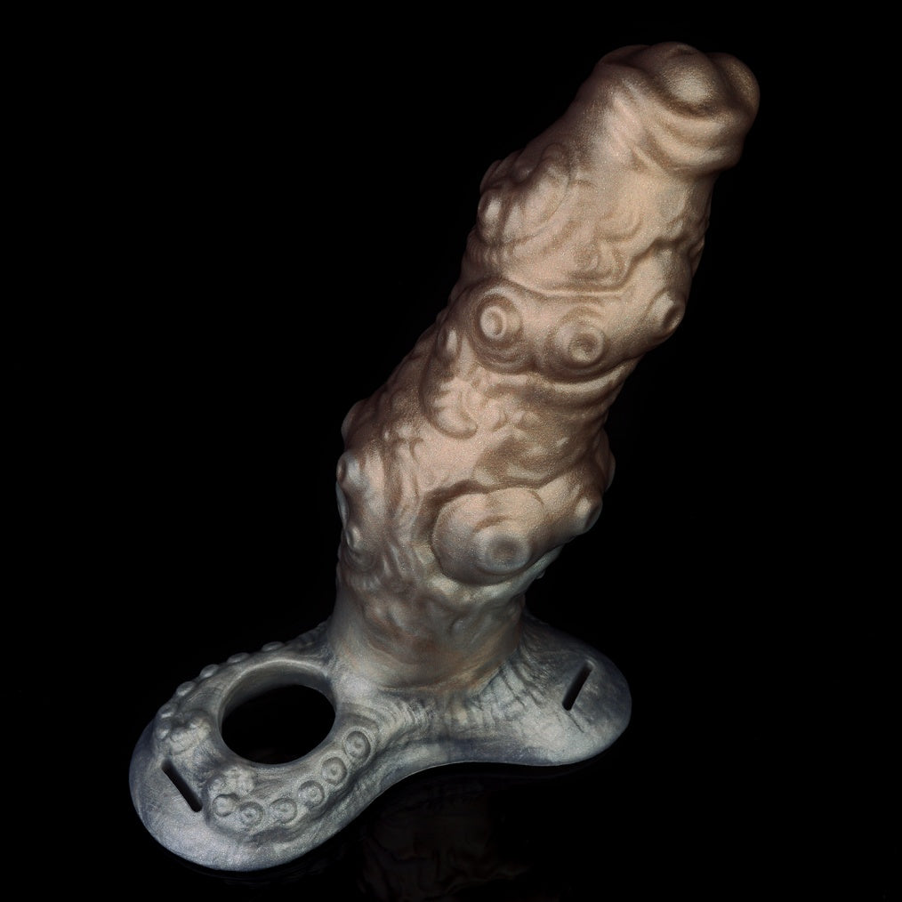Alien Tentacle Silicone Penis Extender & Masturbation Sleeve-Leather Strap-On Sex Toys for Men & Women