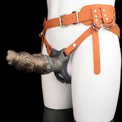 Alien Tentacle Silicone Penis Extender & Masturbation Sleeve-Leather Strap-On Sex Toys for Men & Women