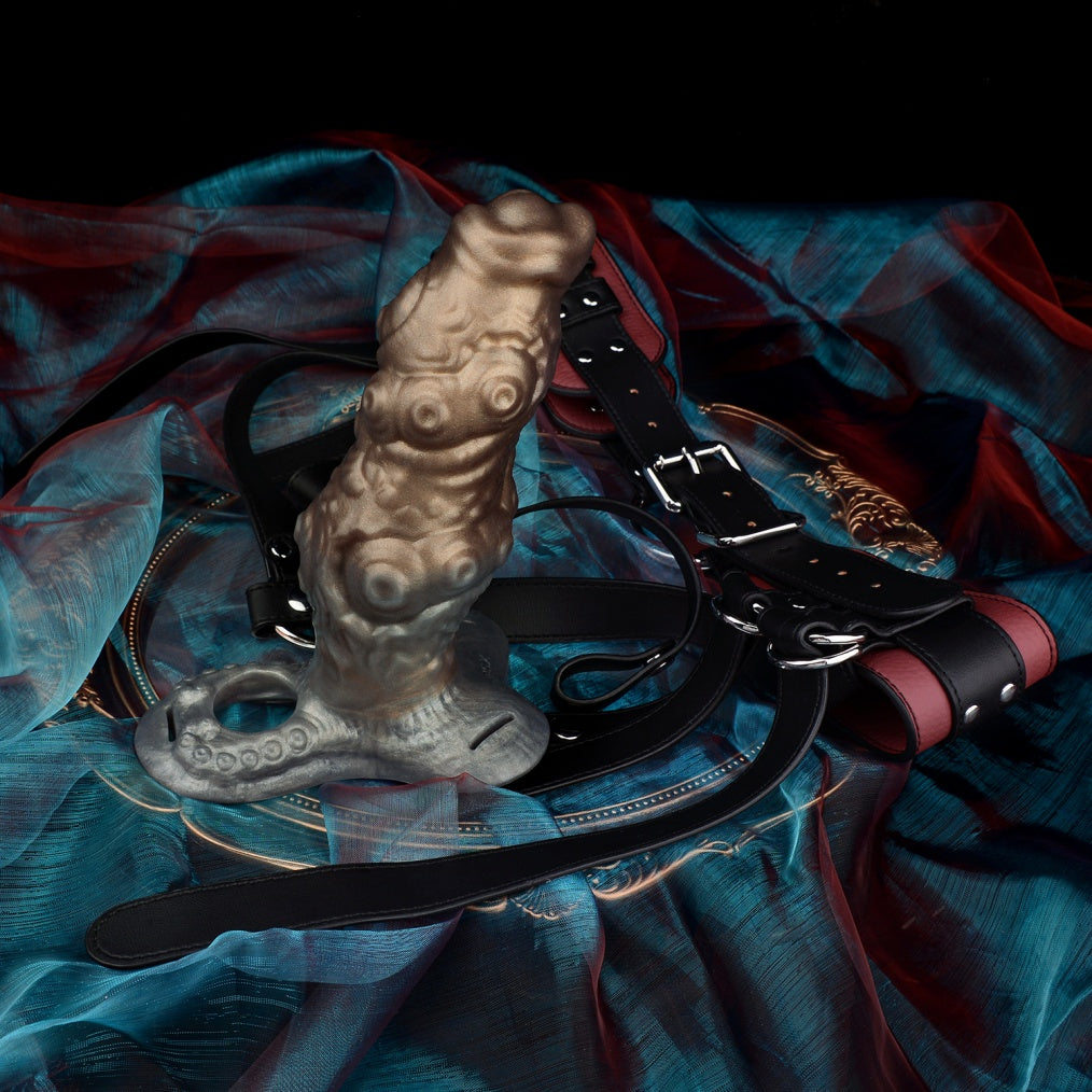 Alien Tentacle Silicone Penis Extender & Masturbation Sleeve-Leather Strap-On Sex Toys for Men & Women