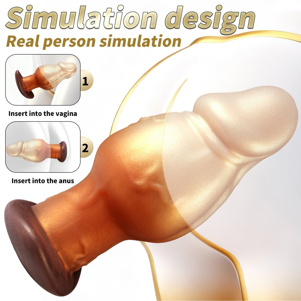 Domlust Dildo Géant Nœud Fantaisie – Sex Toy Anal et Vaginal en Silicone Platine avec Nœud et Base en T pour Expansion