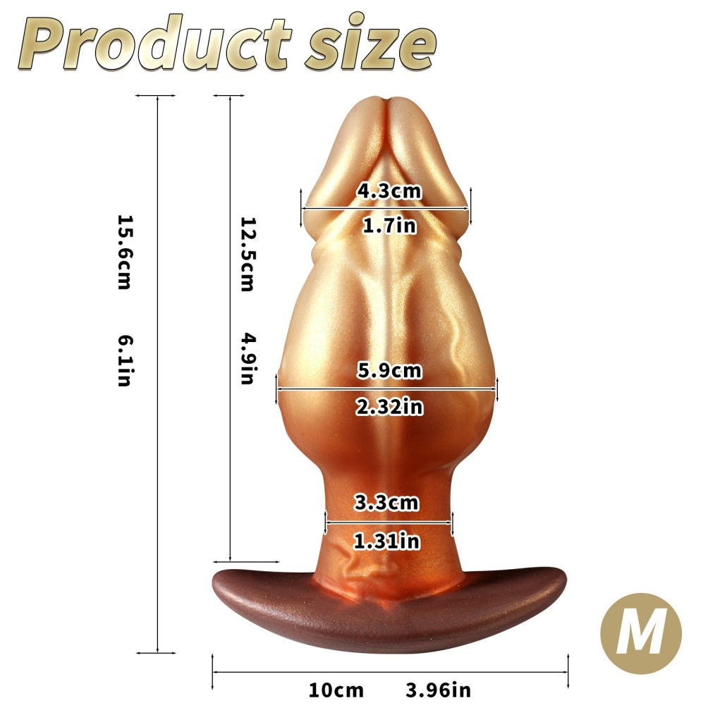 Domlust Dildo Géant Nœud Fantaisie – Sex Toy Anal et Vaginal en Silicone Platine avec Nœud et Base en T pour Expansion