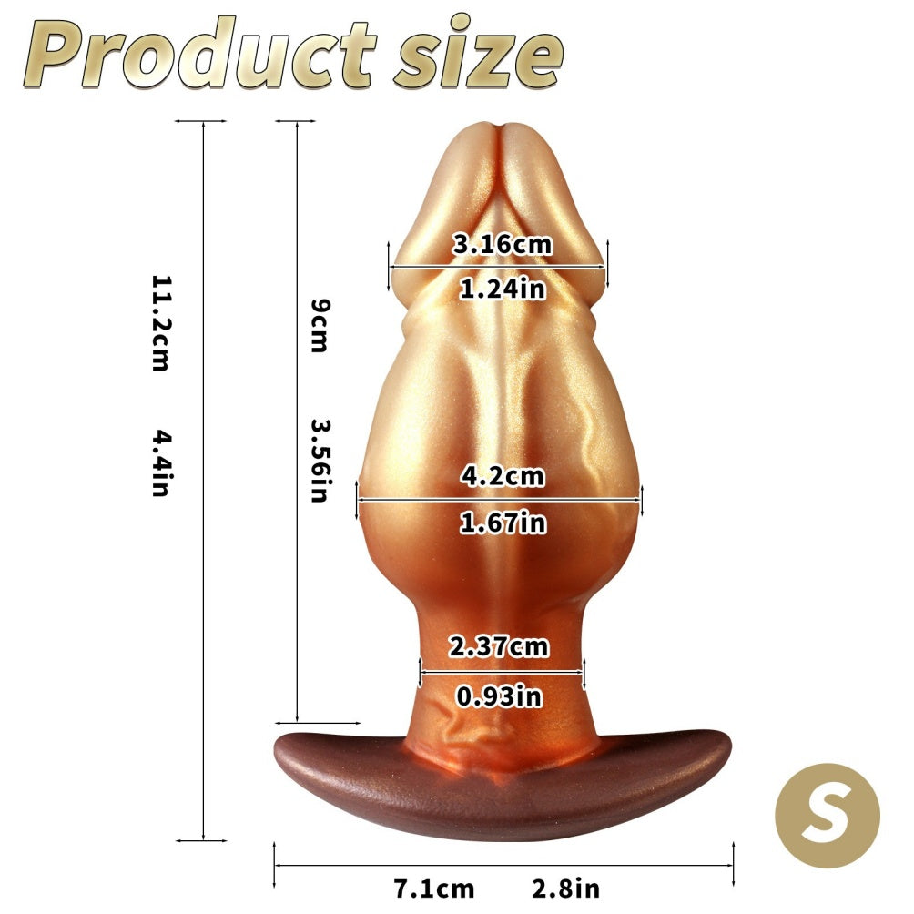 Domlust Dildo Géant Nœud Fantaisie – Sex Toy Anal et Vaginal en Silicone Platine avec Nœud et Base en T pour Expansion
