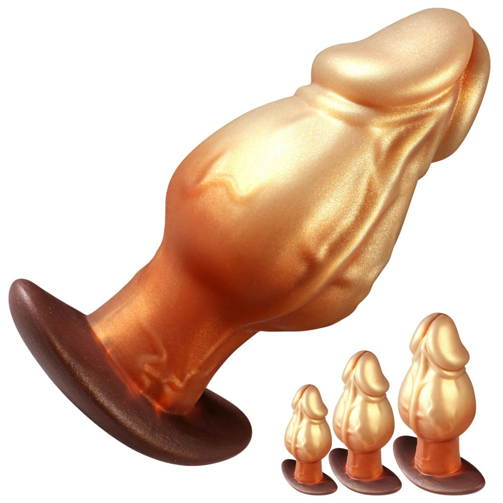 Domlust Dildo Géant Nœud Fantaisie – Sex Toy Anal et Vaginal en Silicone Platine avec Nœud et Base en T pour Expansion