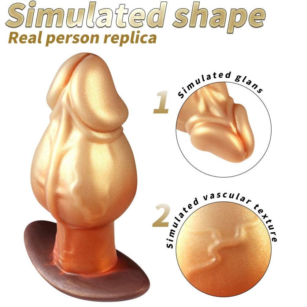 Domlust Dildo Géant Nœud Fantaisie – Sex Toy Anal et Vaginal en Silicone Platine avec Nœud et Base en T pour Expansion