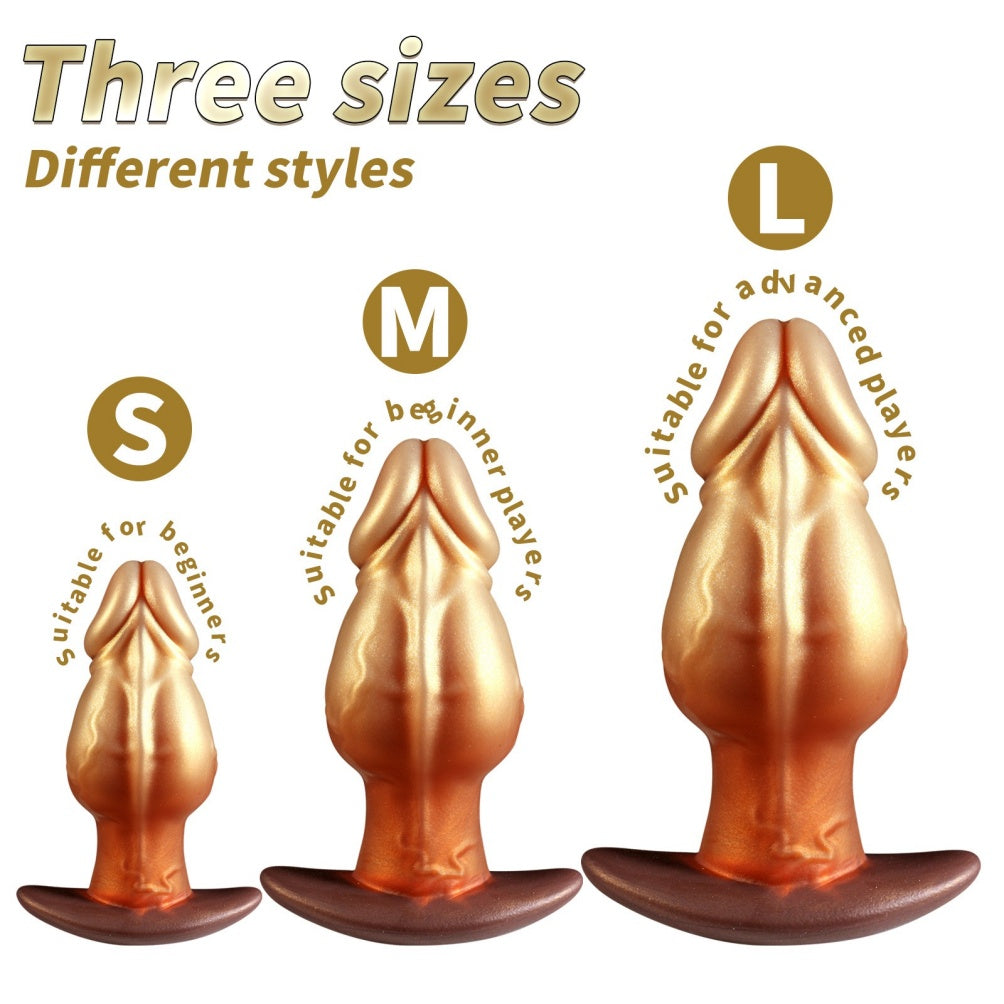 Domlust Dildo Géant Nœud Fantaisie – Sex Toy Anal et Vaginal en Silicone Platine avec Nœud et Base en T pour Expansion