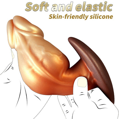 Domlust Dildo Géant Nœud Fantaisie – Sex Toy Anal et Vaginal en Silicone Platine avec Nœud et Base en T pour Expansion