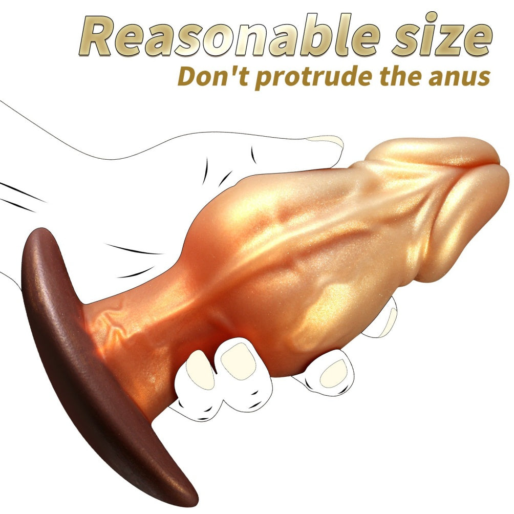 Domlust Dildo Géant Nœud Fantaisie – Sex Toy Anal et Vaginal en Silicone Platine avec Nœud et Base en T pour Expansion