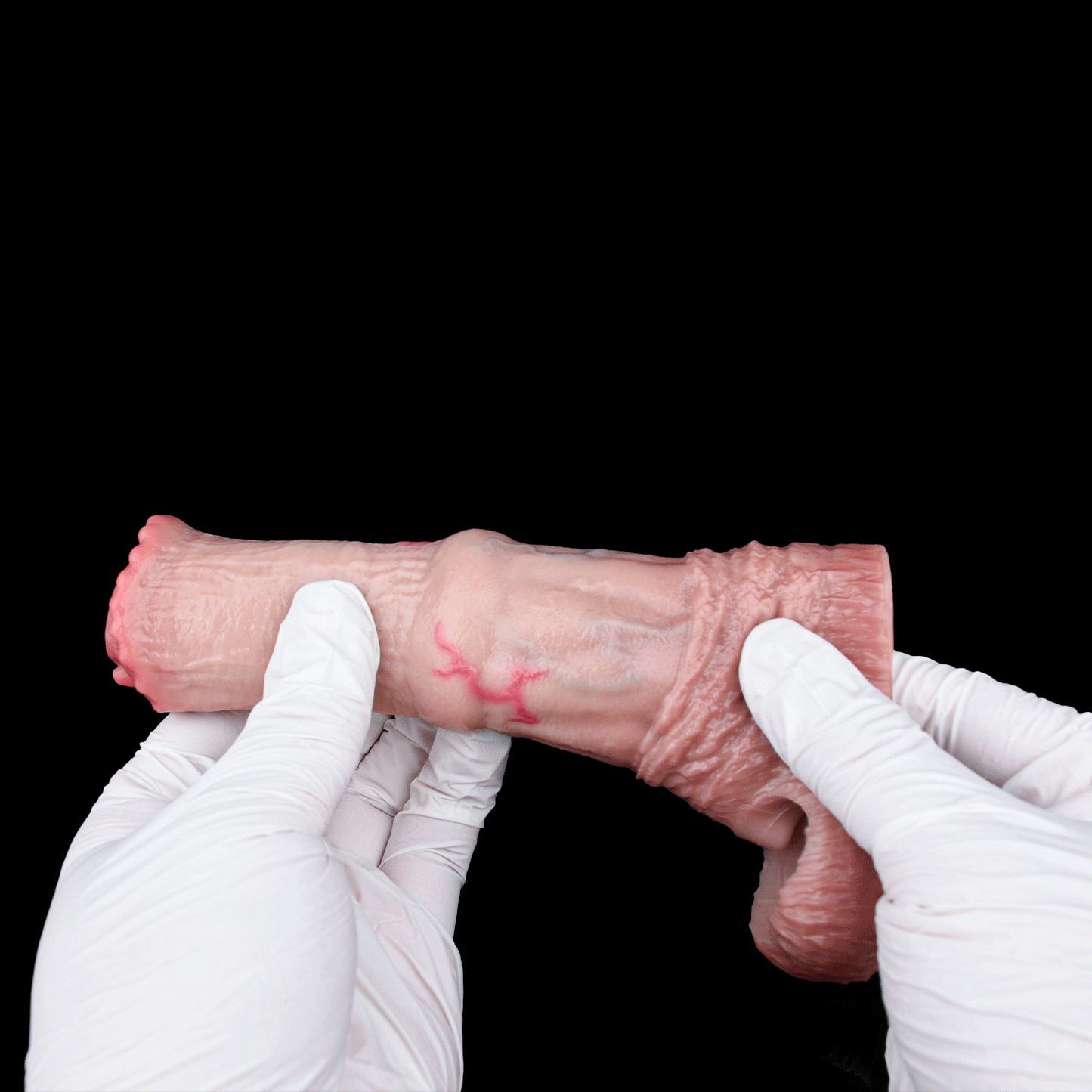 Realistic Horse Fantasy Cock Sleeve – Silicone Penis Extender with Scrotum Lock for ED Solutions