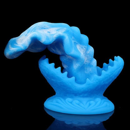 Blue Silicone Fantasy Suction Cup Dildo-Hands-Free Alien Tongue Design for Orgasmic Massage & Female Masturbation